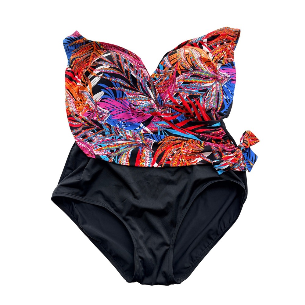 Longitude One Piece Swimsuit 24W‎ Multicolor Tropical Wrap Excellent